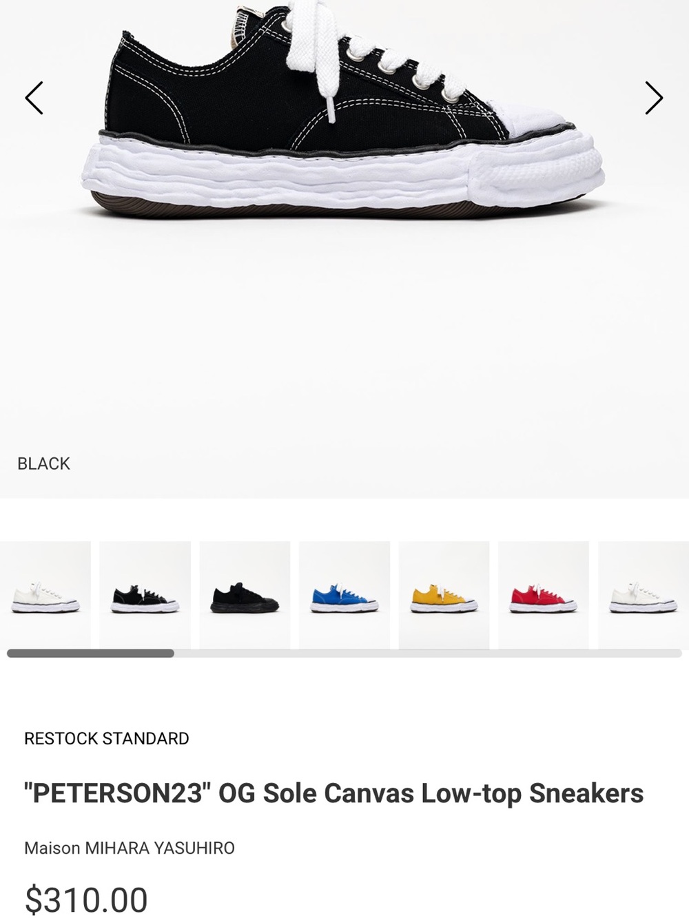 Maison MIHARA YASUHIRO "PETERSON23" OG Sole Canvas Low-top Sneaker